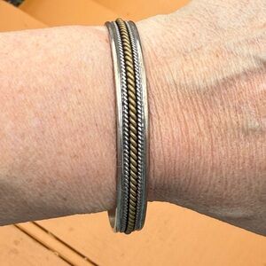 Thick Sterling silver cuff bracelet from Mexico. stamped Mexico 925.